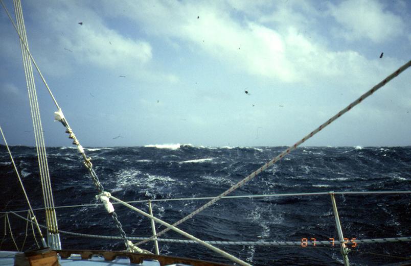 Gales with 60 knot winds off Aghulas Bank, 25 July 1987.